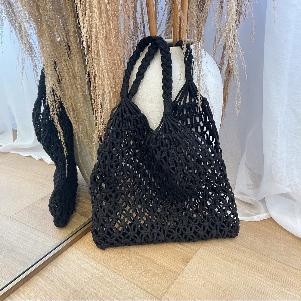 LAST2 • The Bali Crochet Mesh Tote Bag — Black